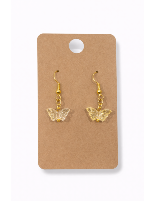 Yellow With Gold Glitter Butterfly Dangling Gold Color Earrings Supporting Awareness for Chronic Rare and Invisible Illnesses