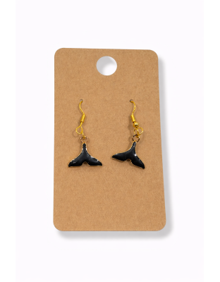 Black Dolphin Tail Free Spirit Dangling Gold Color Earrings Supporting Awareness for Chronic Rare and Invisible Illnesses