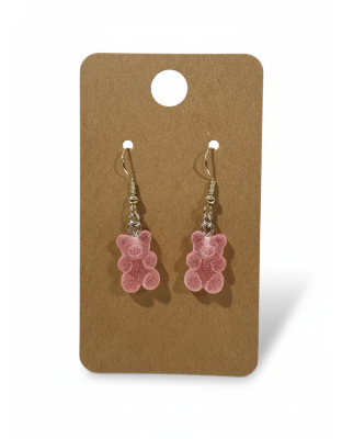 Gummy Bears Frosted Pink Earrings Supporting Awareness for Chronic Rare and Invisible Illnesses