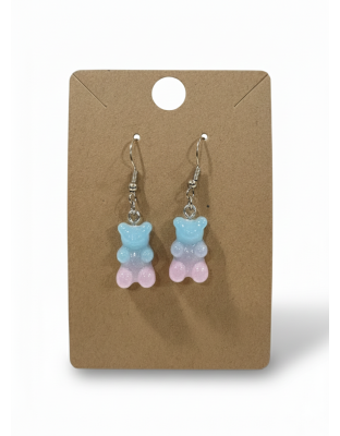 Gummy Bears Light Blue &amp; Pink Earrings Supporting Awareness for Chronic Rare and Invisible Illnesses