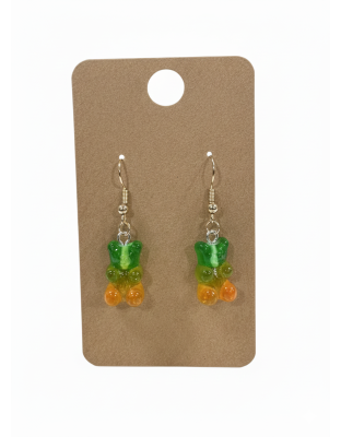 Gummy Bears Green Yellow Orange Earrings Supporting Awareness for Chronic Rare and Invisible Illnesses