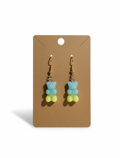 Gummy Bears Blue &amp; Green Earrings Supporting Awareness for Chronic Rare and Invisible Illnesses