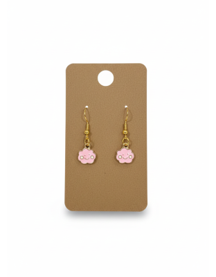Pink Smiley Cloud Dangling Earrings Supporting Awareness for Chronic Rare and Invisible Illnesses