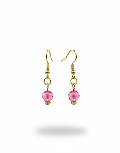 Pink Dangling Earrings Supporting Awareness for Chronic Rare and Invisible Illnesses