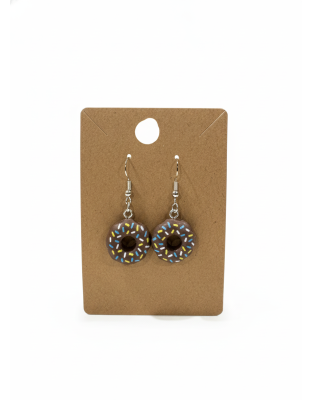Brown Donuts With Sprinkles Dangling Earrings Supporting Awareness for Chronic Rare and Invisible Illnesses