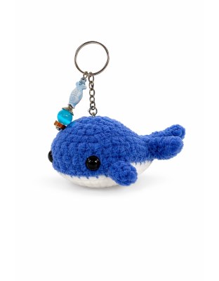 Handmade Blue Whale Crochet Plush Keychain Support Chronic, Rare &amp; Invisible Illness Awareness