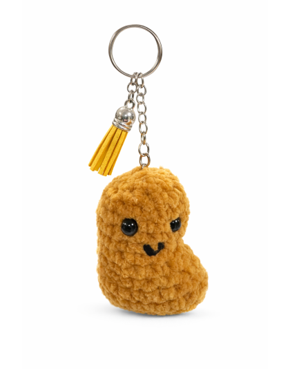 Handmade Gold Brown Nugget Yellow Tassel Crochet Plush Keychain Support Chronic, Rare &amp; Invisible Illness Awareness