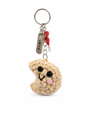Handmade Fortune Cookie Red Charm Crochet Plush Keychain Support Chronic, Rare &amp; Invisible Illness Awareness