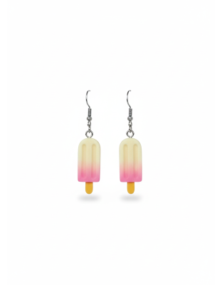 Handmade Cream Pink Popsicle Ice Cream Dangling Earrings Gold Supporting Awareness for Chronic Rare and Invisible Illnesses