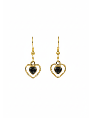 Dark Gray Black Heart Gold Color Dangling Earrings Gold Supporting Awareness for Chronic Rare and Invisible Illnesses