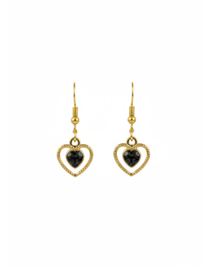 Dark Gray Black Heart Gold Color Dangling Earrings Gold Supporting Awareness for Chronic Rare and Invisible Illnesses