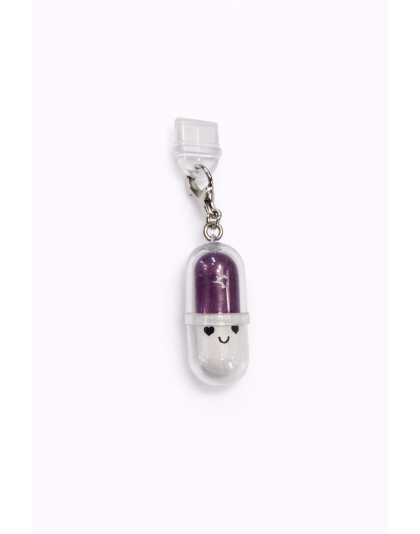 Purple Capsule Pill Phone Charm Plug-In Accessory Chronic Rare Invisible Illness Awareness &amp; Support