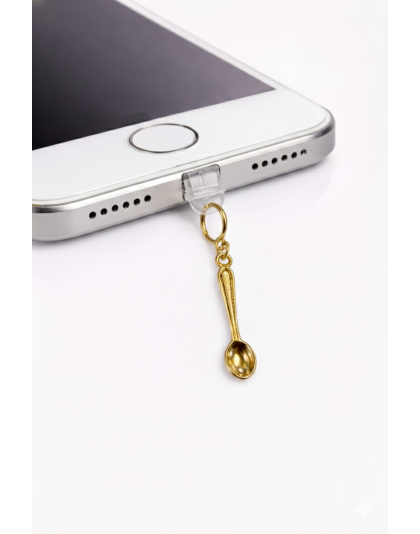 Gold Spoonie Spoon Phone Charm Plug-In Accessory Chronic Rare Invisible Illness Awareness &amp; Support
