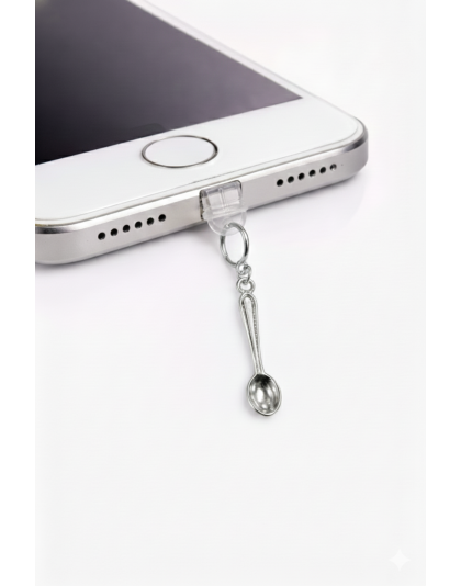Silver Spoonie Spoon Phone Charm Plug-In Accessory Chronic Rare Invisible Illness Awareness &amp; Support
