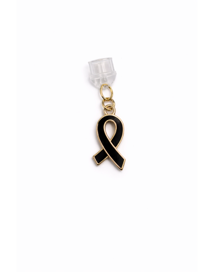 Black Ribbon Phone Charm Plug-In Accessory Chronic Rare Invisible Illness Awareness &amp; Support
