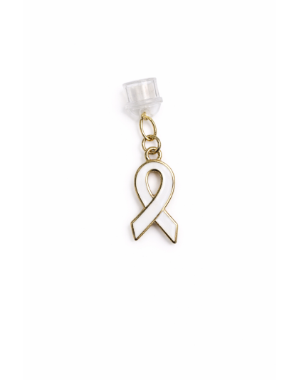 White Ribbon Phone Charm Plug-In Accessory Chronic Rare Invisible Illness Awareness &amp; Support