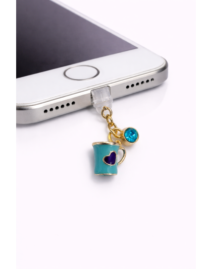 Teal Mug Blue Heart Phone Charm Plug-In Accessory Chronic Rare Invisible Illness Awareness &amp; Support