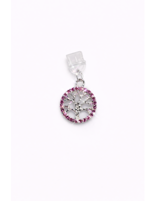 Pink &amp; Silver Stones Tree of Life Phone Charm Plug-In Accessory Chronic Rare Invisible Illness Awareness &amp; Support