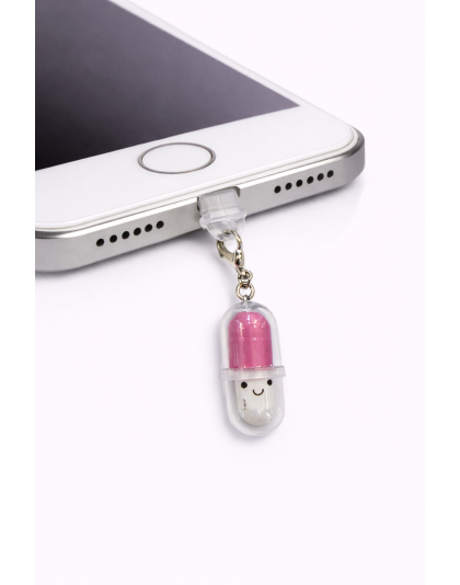 Pink Pill Capsule Phone Charm Plug-In Accessory Chronic Rare Invisible Illness Awareness &amp; Support