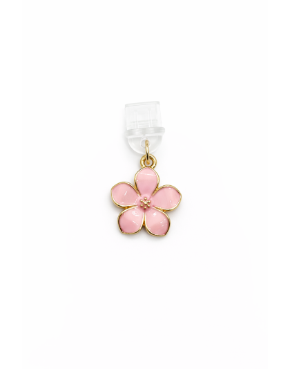 Pink Flower Phone Charm Plug-In Accessory Chronic Rare Invisible Illness Awareness &amp; Support