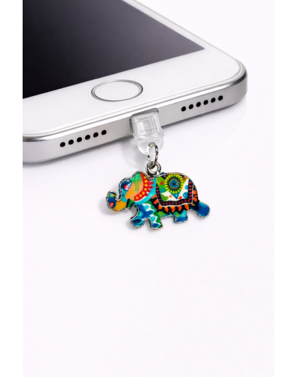 Multi Colored Rainbow Elephant Phone Charm Plug-In Accessory Chronic Rare Invisible Illness Awareness &amp; Support