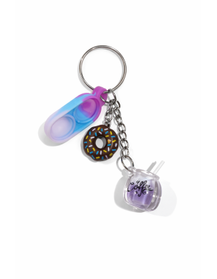 Blue Purple Silicone Mini Pop Fidget Brown Donuts &amp; Coffee Sensory Toy Raise Awareness Support Rare Chronic &amp; Invisible Illness