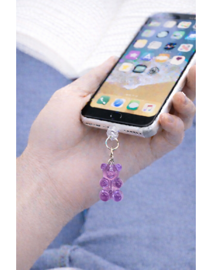 Purple Gummy Bear Phone Charm Plug-In Accessory Chronic Rare Invisible Illness Awareness &amp; Support