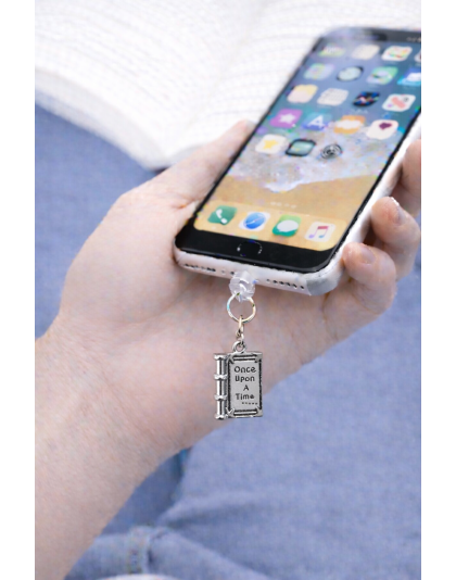 Once Upon A Time...Silver Book Phone Charm Plug-In Accessory Chronic Rare Invisible Illness Awareness &amp; Support