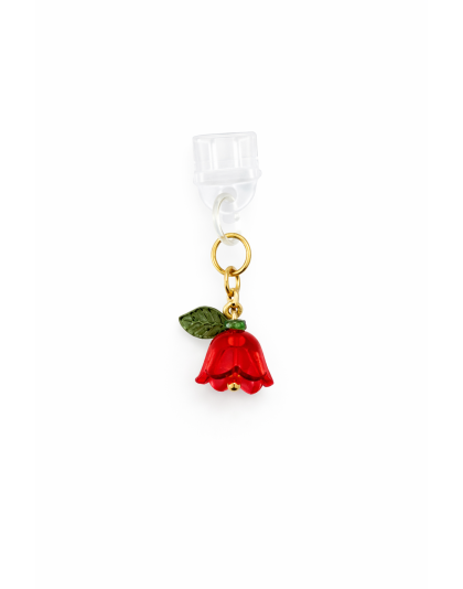 Red Flower Phone Charm Plug-In Accessory Chronic Rare Invisible Illness Awareness &amp; Support