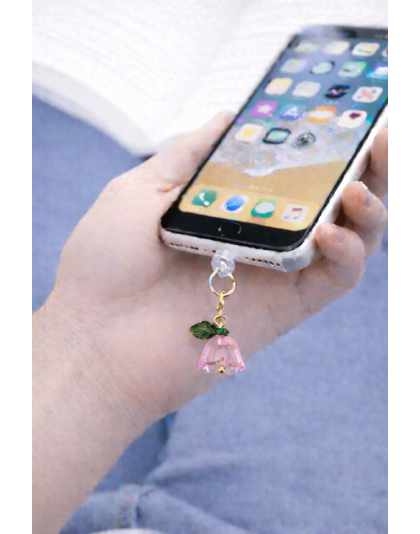 Pink Flower Phone Charm Plug-In Accessory Chronic Rare Invisible Illness Awareness &amp; Support