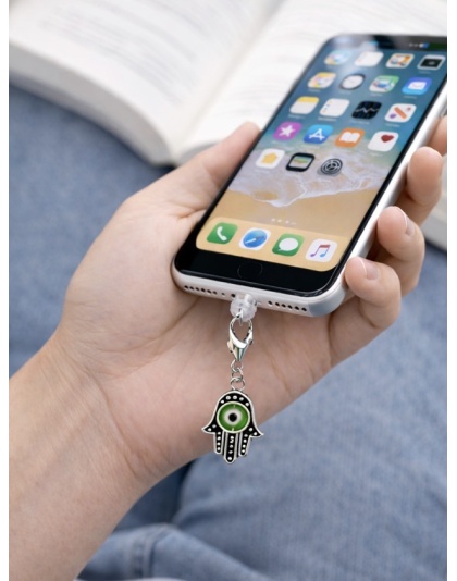 Hamsa With Green Eye Charm Plug-In Accessory Chronic Rare Invisible Illness Awareness &amp; Support