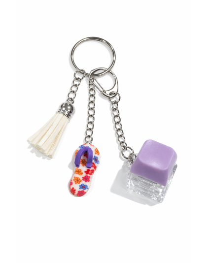 Purple Audible Keyboard Clicker White Tassel &amp; Orange Design Flip-Flop Fidget Sensory Toy Raise Awareness Support Rare Chronic &amp; Invisible Illness