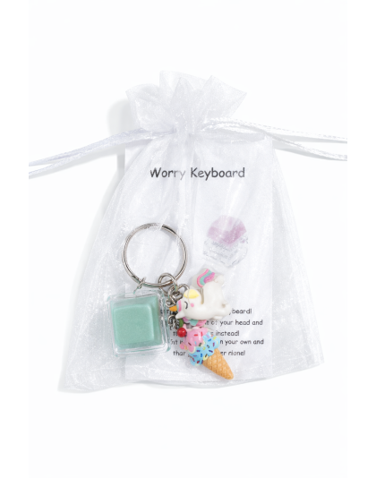 Green Audible Keyboard Fidget White Unicorn Pink Blue Ice Cream Sensory Toy Raise Awareness Support Rare Chronic &amp; Invisible Illness