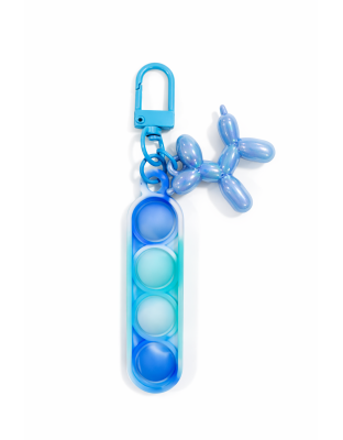 Teal &amp; Blue Silicone Mini Pop Fidget With Balloon Dog Keychain Sensory Toy Raise Awareness Support Rare Chronic &amp; Invisible Illness