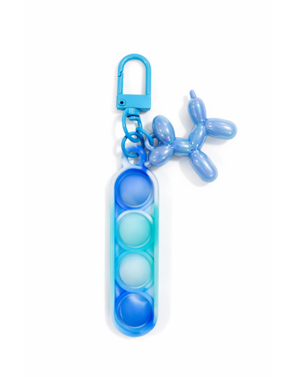 Teal &amp; Blue Silicone Mini Pop Fidget With Balloon Dog Keychain Sensory Toy Raise Awareness Support Rare Chronic &amp; Invisible Illness