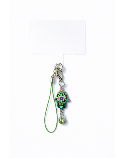 Green Hamsa Handmade Phone Lanyard &amp; Charm Accessory Chronic Rare Invisible Illness Awareness &amp; Support