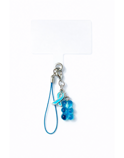 Handmade Blue Gummy Bear &amp; Ribbon Handmade Phone Lanyard &amp; Charm Accessory Chronic Rare Invisible Illness Awareness &amp; Support