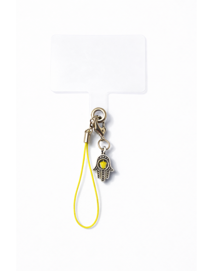 Silver &amp; Yellow Hamsa Handmade Phone Lanyard &amp; Charm Accessory Chronic Rare Invisible Illness Awareness &amp; Support