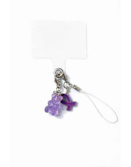 Purple Gummy Bear &amp; Ribbon Hamsa Handmade Phone Lanyard &amp; Charm Accessory Chronic Rare Invisible Illness Awareness &amp; Support