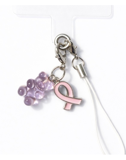 Pink Gummy Bear &amp; Ribbon Handmade Phone Lanyard &amp; Charm Accessory Chronic Rare Invisible Illness Awareness &amp; Support