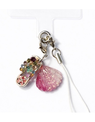 Rainbow Flip Flop &amp; Pink Shell Charm Handmade Phone Lanyard &amp; Charm Accessory Chronic Rare Invisible Illness Awareness &amp; Support