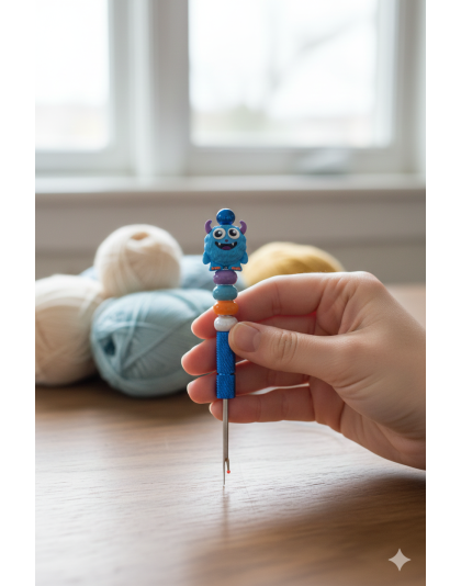 Handmade Blue Purple Orange Cute Monster Seam Ripper For Crafter Support Chronic, Rare&amp; Invisible Illness Awareness
