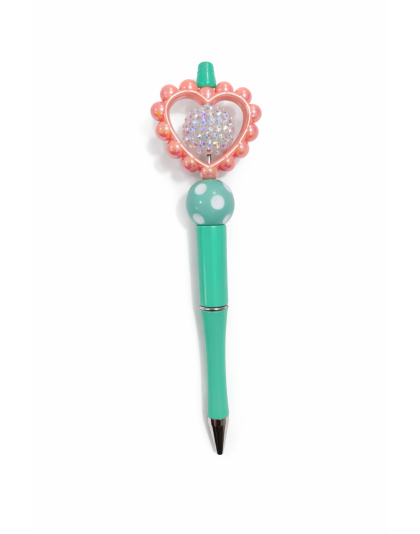 Handmade Teal Bead Pen Orange Heart Cute, Fun &amp; Full of Heart Support &amp; Awareness