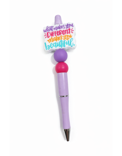 What Makes You Different Makes You Beautiful Handmade Purple Pink Beaded Pen Cute, Fun &amp; Full of Heart Support &amp; Awareness