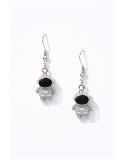 Handmade Gray Astronaut Dangling Earrings Supporting Awareness for Chronic Rare and Invisible Illnesses
