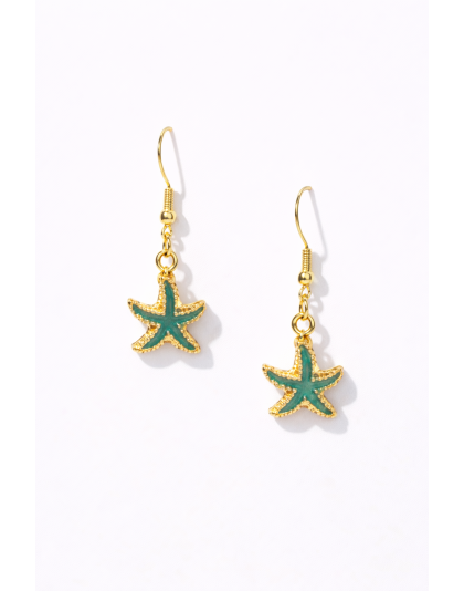 Handmade Green Starfish Dangling Earrings Supporting Awareness for Chronic Rare and Invisible Illnesses