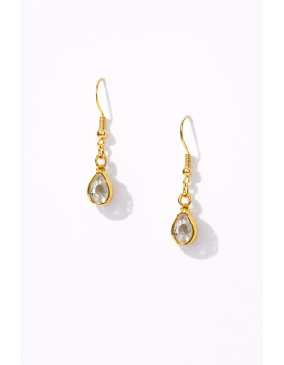Handmade Clear Stone Gold Dangling Earrings Supporting Awareness for Chronic Rare and Invisible Illnesses