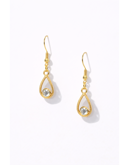Handmade Gold Tear Drop Dangling Earrings Supporting Awareness for Chronic Rare and Invisible Illnesses