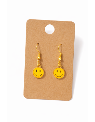 Handmade Yellow Smiley Face Dangling Earrings Supporting Awareness for Chronic Rare and Invisible Illnesses