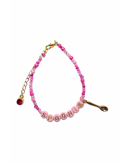 Pink Spoonie Bracelet with Spoon Charm – Chronic Illness &amp; Rare and Invisible Disabilities Awareness Jewelry
